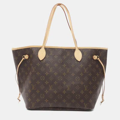 Pre-owned Louis Vuitton Brown Monogram Canvas Neverfull Mm Tote