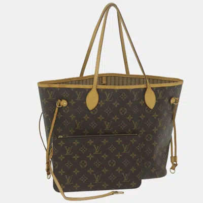 Pre-owned Louis Vuitton Brown Monogram Canvas Neverfull Mm Tote Bag