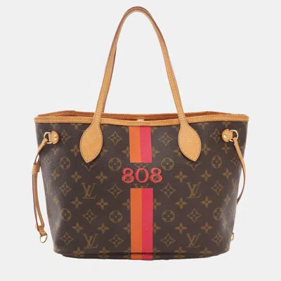 Pre-owned Louis Vuitton Brown Monogram Canvas Neverfull Pm Tote Bag