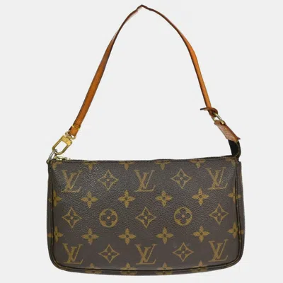 Pre-owned Louis Vuitton Brown Monogram Canvas Pochette Accessoires Clutch Bag