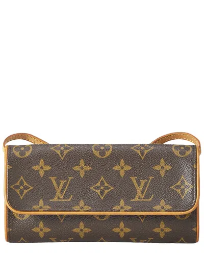 Pre-owned Louis Vuitton Brown Monogram Canvas Pochette Twin Pm (authentic Pre-loved)
