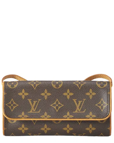 Pre-owned Louis Vuitton Brown Monogram Canvas Pochette Twin Pm (authentic Pre-loved)