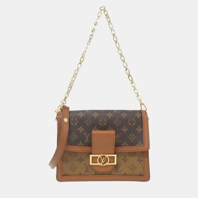 Pre-owned Louis Vuitton Brown Monogram Canvas Reverse Dauphine Mm Shoulder Bag