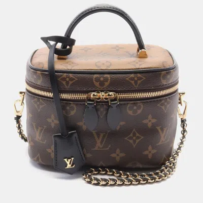Pre-owned Louis Vuitton Vanity Nv Pm Handbag Coated Canvas Leather Monogram Reverse Brown Black