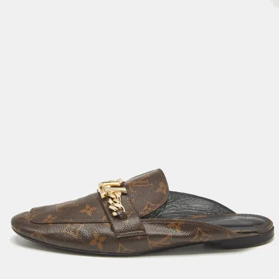 Pre-owned Louis Vuitton Brown Monogram Canvas Upper Case Sandals Size 41