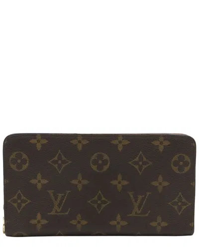 Louis Vuitton Brown Monogram Canvas Zip Long Wallet (authentic Pre-loved) In Black