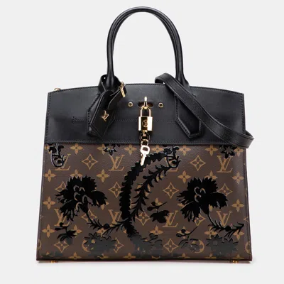 Pre-owned Louis Vuitton Brown Monogram City Steamer Blossom Mm Handbag