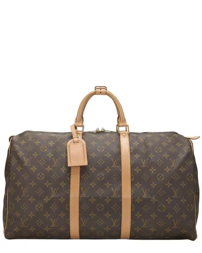 Pre-owned Louis Vuitton Brown Monogram Coated Canvas Keepall 50 (authentic Pre-loved)