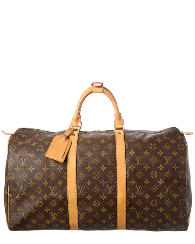 Pre-owned Louis Vuitton Brown Monogram Coated Canvas Keepall 50 (authentic Pre-loved)