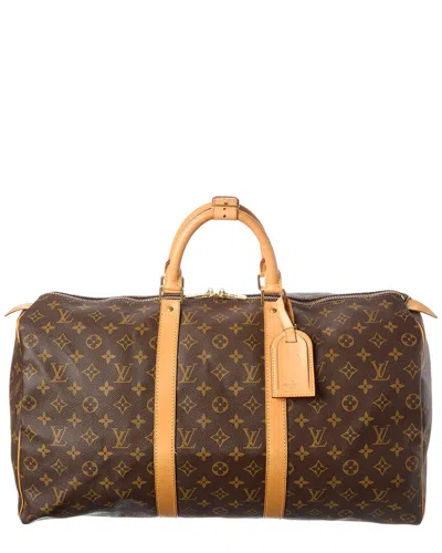 Pre-owned Louis Vuitton Brown Monogram Coated Canvas Keepall 50 (authentic Pre-loved)