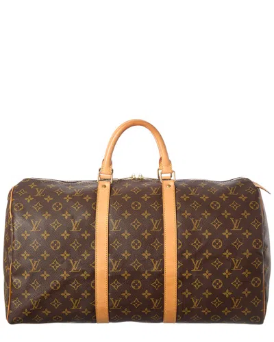 Pre-owned Louis Vuitton Brown Monogram Coated Canvas Keepall 50 (authentic Pre-loved)