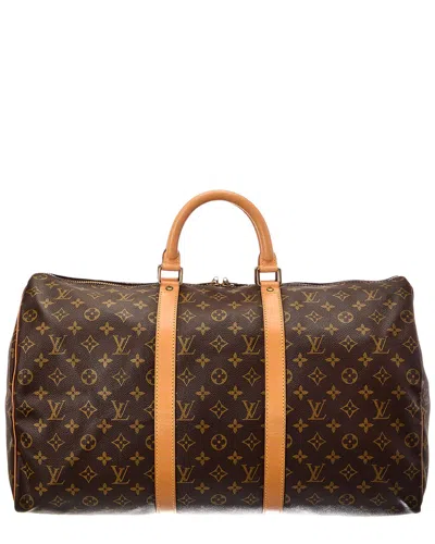 Pre-owned Louis Vuitton Brown Monogram Coated Canvas Keepall 50 (authentic Pre-loved)