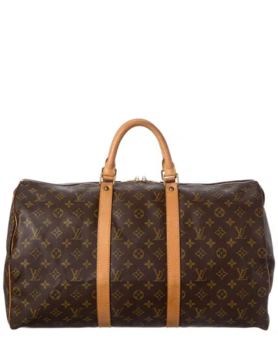 Pre-owned Louis Vuitton Brown Monogram Coated Canvas Keepall 50 (authentic Pre-loved)