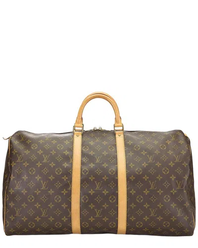 Pre-owned Louis Vuitton Brown Monogram Coated Canvas Keepall 55 (authentic Pre-loved)
