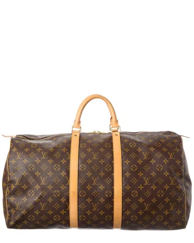 Pre-owned Louis Vuitton Brown Monogram Coated Canvas Keepall 55 (authentic Pre-loved)