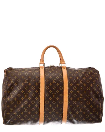 Pre-owned Louis Vuitton Brown Monogram Coated Canvas Keepall 55 (authentic Pre-loved)