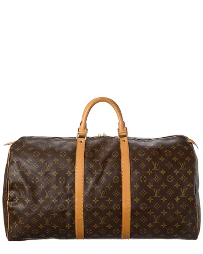 Pre-owned Louis Vuitton Brown Monogram Coated Canvas Keepall 55 (authentic Pre-loved)