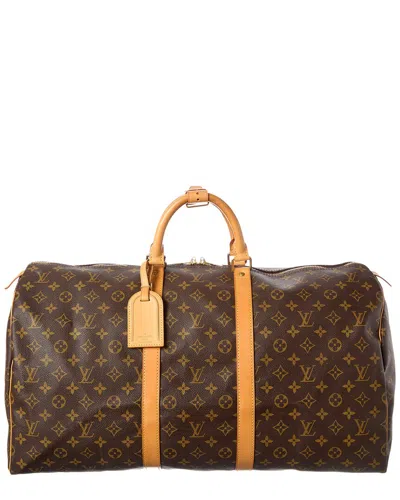 Pre-owned Louis Vuitton Brown Monogram Coated Canvas Keepall 55 (authentic Pre-loved)