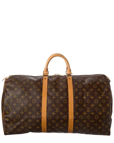Pre-owned Louis Vuitton Brown Monogram Coated Canvas Keepall 55 (authentic Pre-loved)