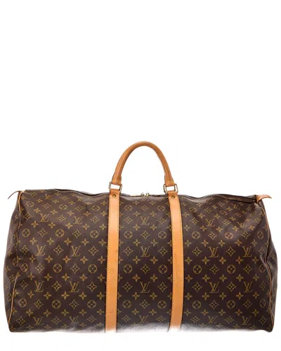 Pre-owned Louis Vuitton Brown Monogram Coated Canvas Keepall 60 (authentic Pre-loved)
