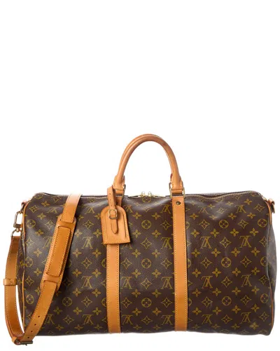 Pre-owned Louis Vuitton Brown Monogram Coated Canvas Keepall Bandouliere 50 (authentic Pre-loved)