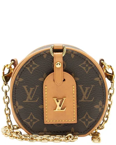 Pre-owned Louis Vuitton Brown Monogram Coated Canvas, Leather Boite Chapeau Necklace Bag  (authentic Pre-loved