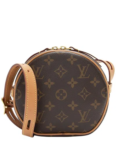 Pre-owned Louis Vuitton Brown Monogram Coated Canvas, Leather Boite Chapeau Souple Pm  (authentic Pre-loved)
