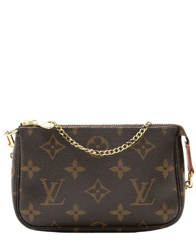 Pre-owned Louis Vuitton Brown Monogram Coated Canvas, Leather Mini Pochette Accessoires  (authentic Pre-loved)
