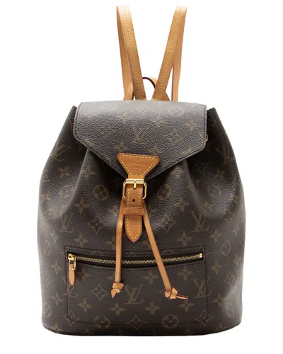 Pre-owned Louis Vuitton Brown Monogram Coated Canvas, Leather Montsouris Nm Backpack  (authentic Pre-loved)
