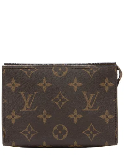 Pre-owned Louis Vuitton Brown Monogram Coated Canvas, Leather Toiletry Pouch 15  (authentic Pre-loved)