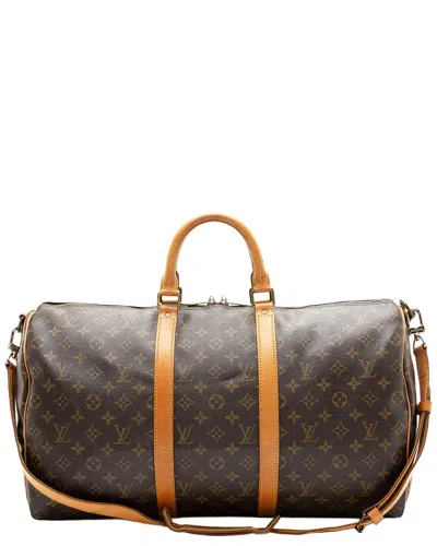 Pre-owned Louis Vuitton Brown Monogram Coated Canvas, Leather Vintage Keepall  Bandouliere 50 Duffle (authenti
