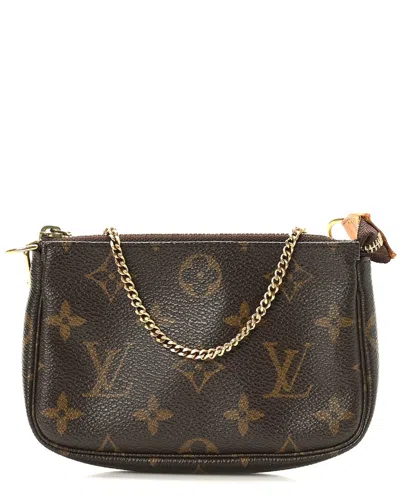 Pre-owned Louis Vuitton Brown Monogram Coated Canvas Mini Pochette Accessoires (authentic Pre-loved)