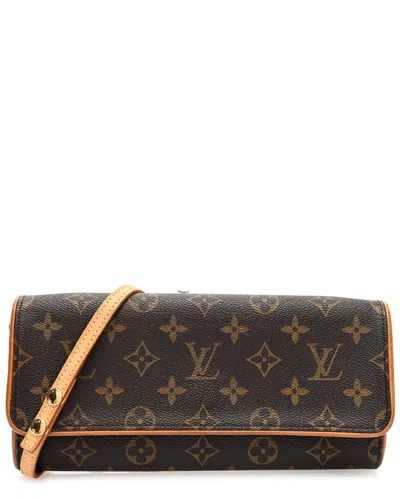 Pre-owned Louis Vuitton Brown Monogram Coated Canvas Pochette Twin (authentic Pre-loved)