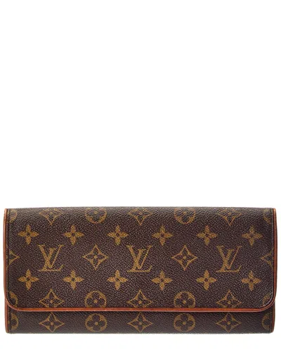 Pre-owned Louis Vuitton Brown Monogram Coated Canvas Pochette Twin Gm (authentic Pre-  Loved)