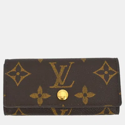 Pre-owned Louis Vuitton Brown Monogram Coated Canvas Small 4 Key Case