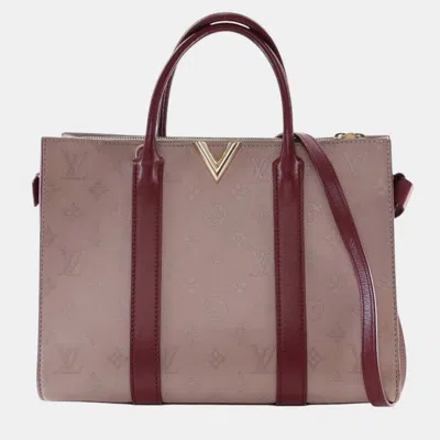 Pre-owned Louis Vuitton Brown Monogram Cuir Plume Very Tote Mm
