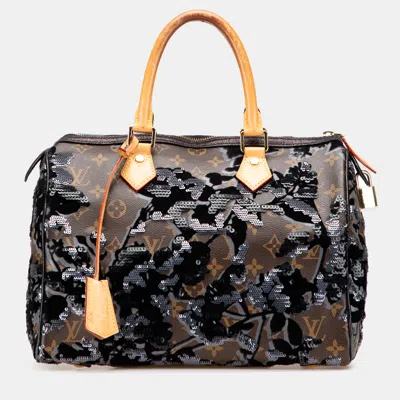 Pre-owned Louis Vuitton Brown Monogram Fleur De Jais Sequins Speedy 30