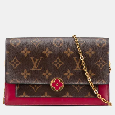 Pre-owned Louis Vuitton Brown Monogram Flore Wallet On Chain