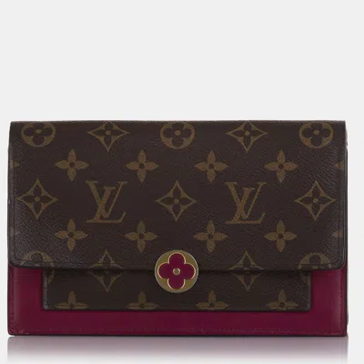 Pre-owned Louis Vuitton Brown Monogram Flore Wallet On Chain