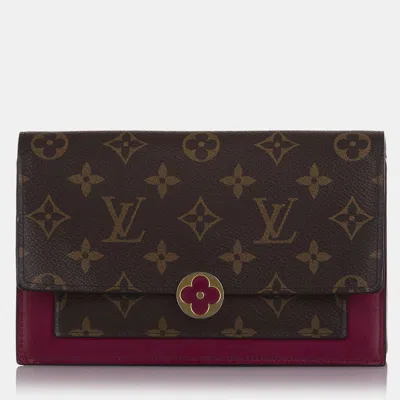 Pre-owned Louis Vuitton Brown Monogram Flore Wallet On Chain