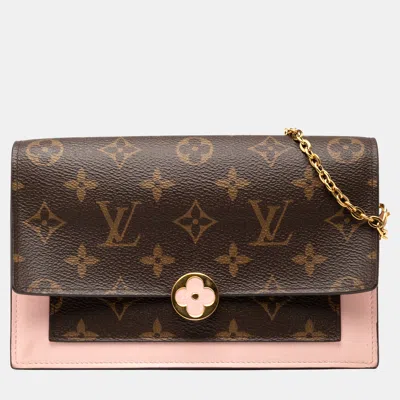 Pre-owned Louis Vuitton Brown Monogram Flore Wallet On Chain
