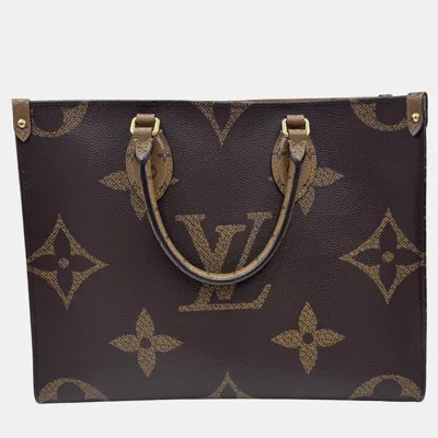 Pre-owned Louis Vuitton Brown Monogram Giant Reverse Canvas Onthego Mm Bag