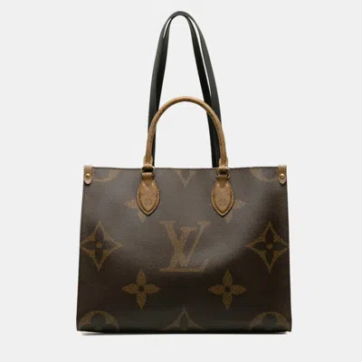 Pre-owned Louis Vuitton Brown Monogram Giant Reverse Canvas Onthego Mm Handbag
