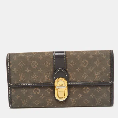 Pre-owned Louis Vuitton Brown Monogram Idylle Canvas And Leather Sarah Wallet