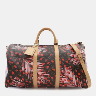 Pre-owned Louis Vuitton Brown Monogram Jungle Dots Keepall Bandouliere 50