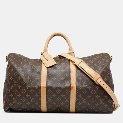 Pre-owned Louis Vuitton Brown Monogram Keepall Bandouliere 50