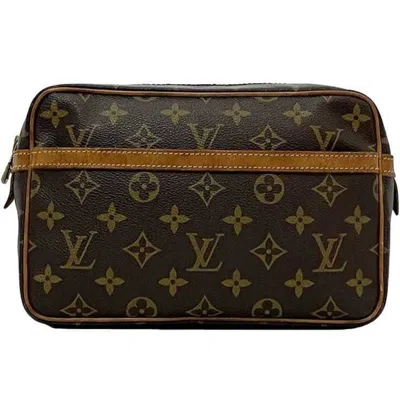 Pre-owned Louis Vuitton Brown Monogram Leather Clutch Bag Handbag ()