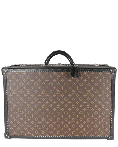 Pre-owned Louis Vuitton Brown Monogram Macassar & Leather Alzer Trunk 60 (authentic Pre-  Loved)