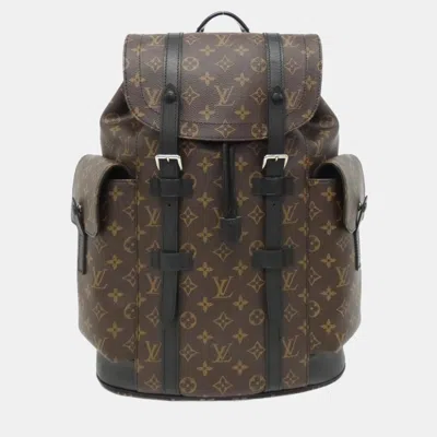 Pre-owned Louis Vuitton Brown Monogram Macassar Christopher Mm Backpack