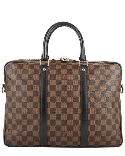 Pre-owned Louis Vuitton Brown Monogram Macassar Coated Canvas Porte-documents Voyage  (authentic Pre-loved)